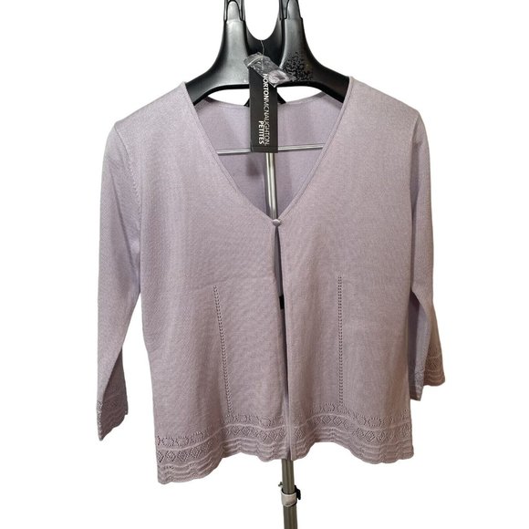 Norton McNaughton Laveder 1 Button Cardigan Sweater Petite Small Women Lace - Picture 4 of 13